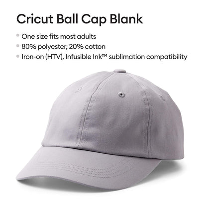 Cricut Ball Cap Hat Blank, Grey (12ct)