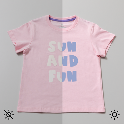 UV-Activated, Colour-Changing Iron-On, White - Blue