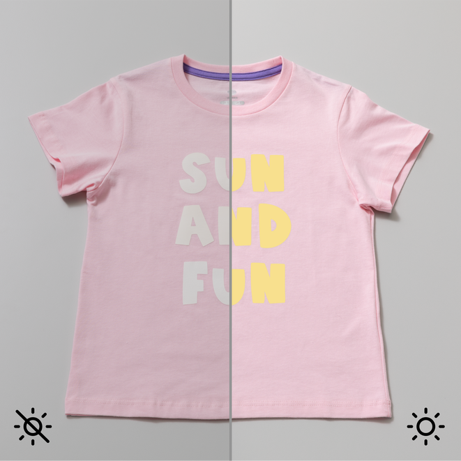 UV-Activated, Colour-Changing Iron-On, White - Yellow