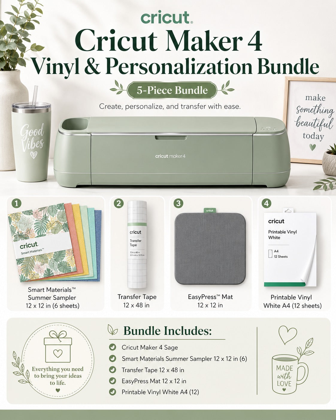 Cricut Maker 4 Vinyl & Personalization Bundle